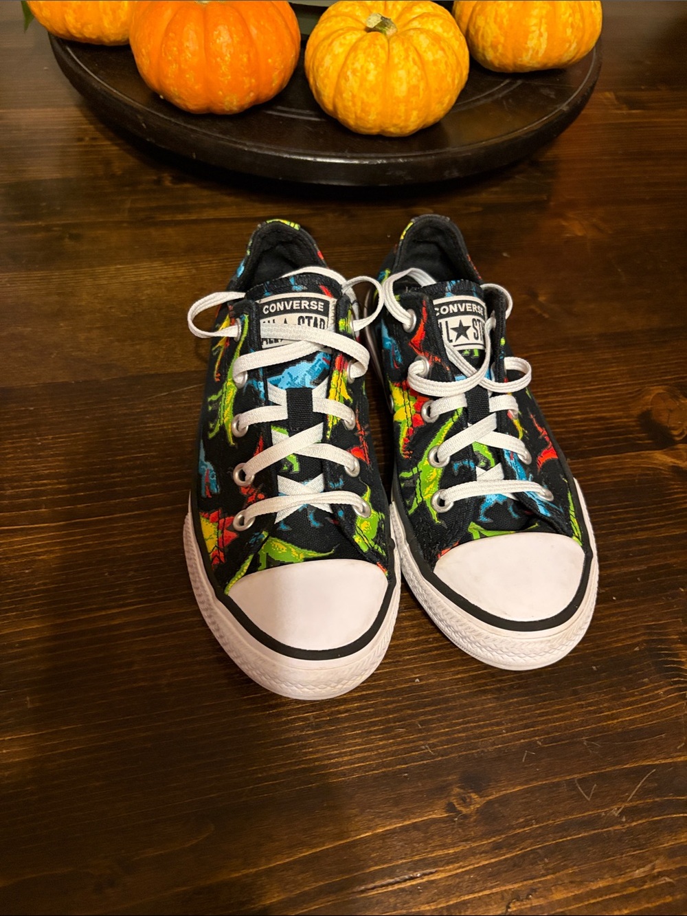 Converse Kids Black Sneakers with Multicolor Dinosaurs 🦖